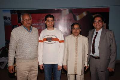 [L to R] Director, Shri Ram Tiwari, Siddharth Kashyap, Ibrahim Ashq & Chairman Devendra Khandelwal